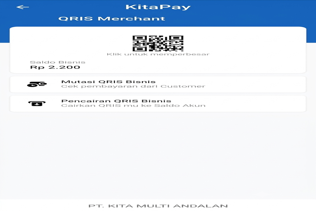 Dashboard pembayaran QR tampilan